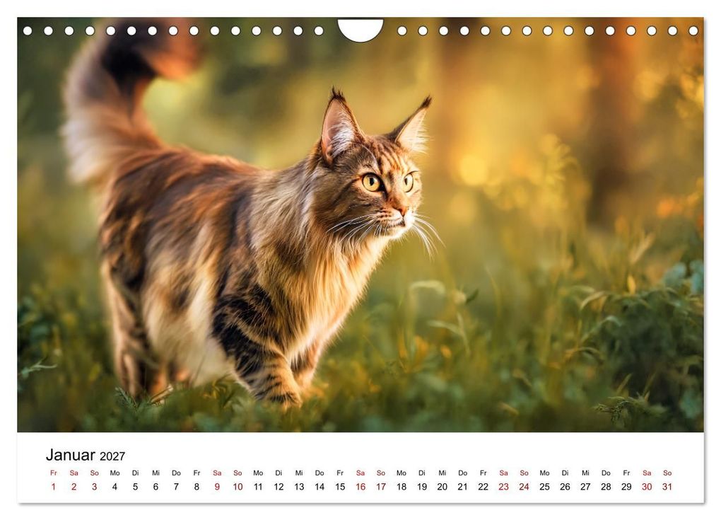 Weitere Ansicht: Eleganz in Pelz - ein Maine Coon - Kalender (Wandkalender 2027 DIN A4 quer), CALVENDO Monatskalender | Simone Wunderlich, Calvendo
