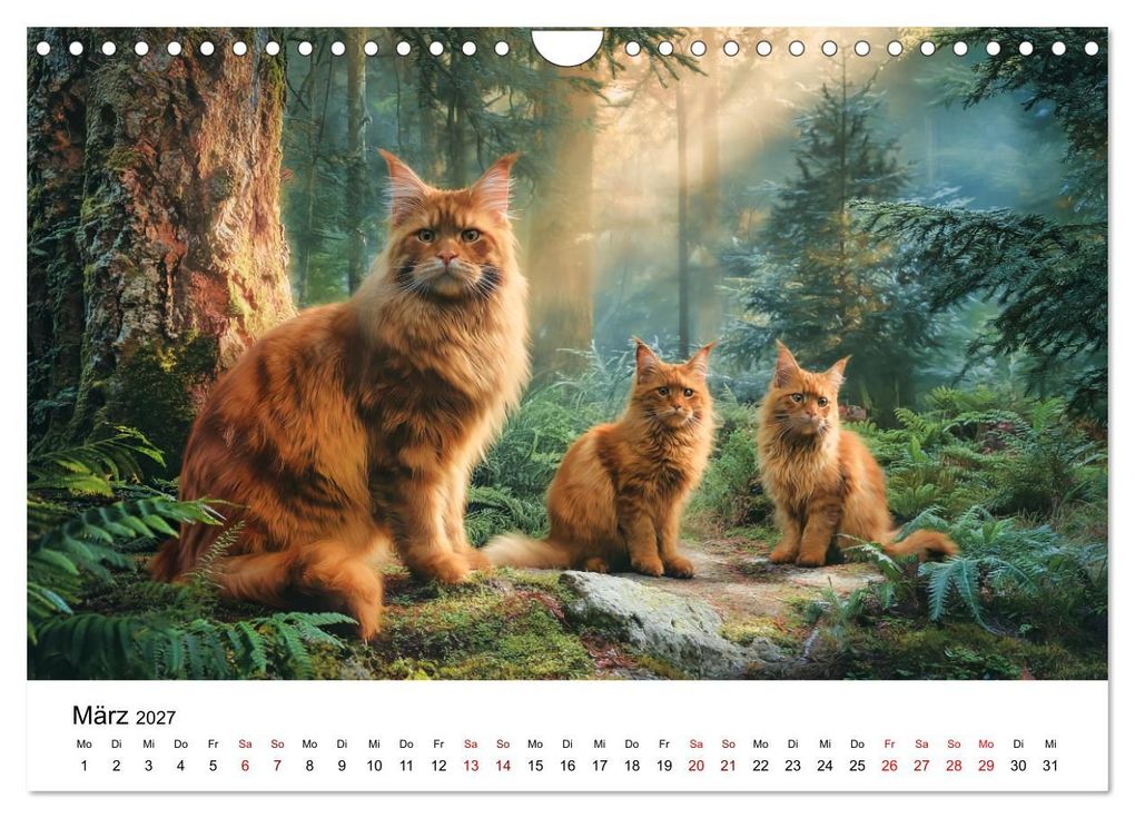 Weitere Ansicht: Eleganz in Pelz - ein Maine Coon - Kalender (Wandkalender 2027 DIN A4 quer), CALVENDO Monatskalender | Simone Wunderlich, Calvendo