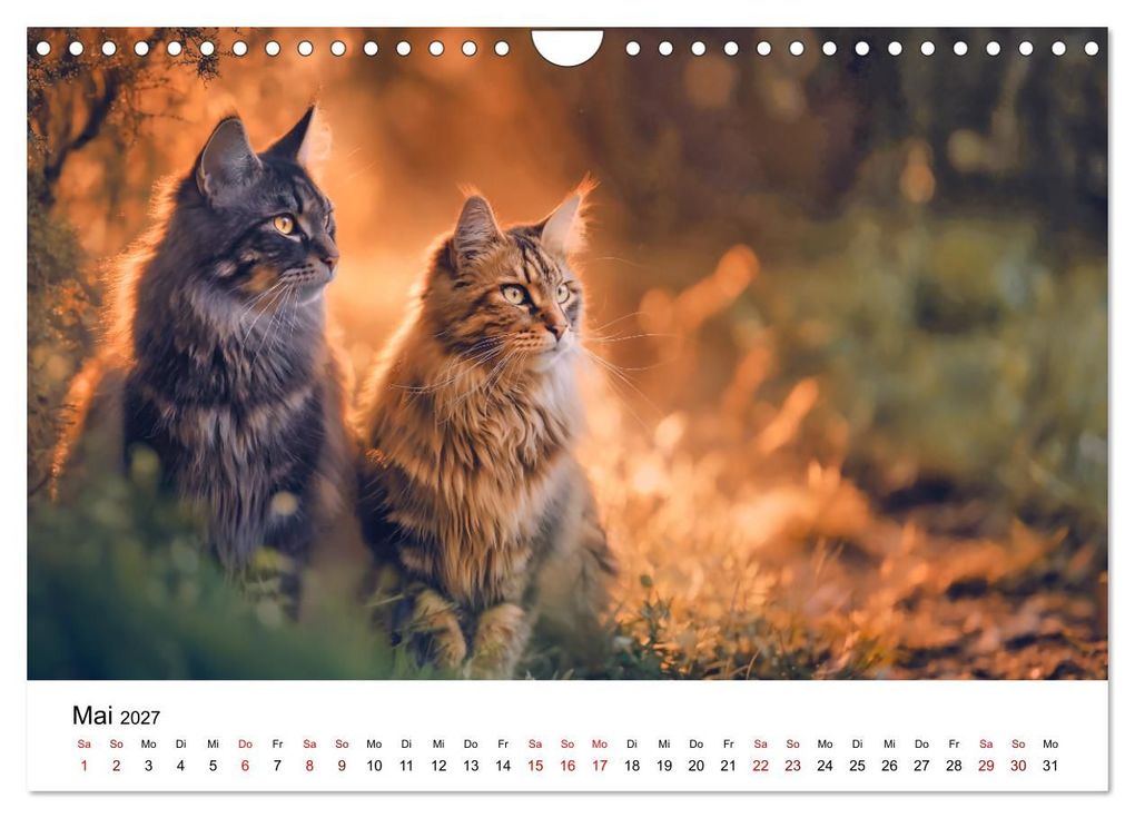 Weitere Ansicht: Eleganz in Pelz - ein Maine Coon - Kalender (Wandkalender 2027 DIN A4 quer), CALVENDO Monatskalender | Simone Wunderlich, Calvendo