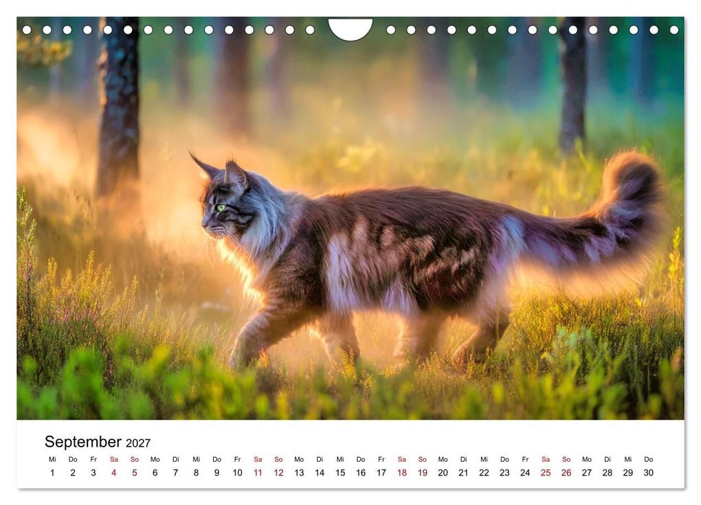 Weitere Ansicht: Eleganz in Pelz - ein Maine Coon - Kalender (Wandkalender 2027 DIN A4 quer), CALVENDO Monatskalender | Simone Wunderlich, Calvendo