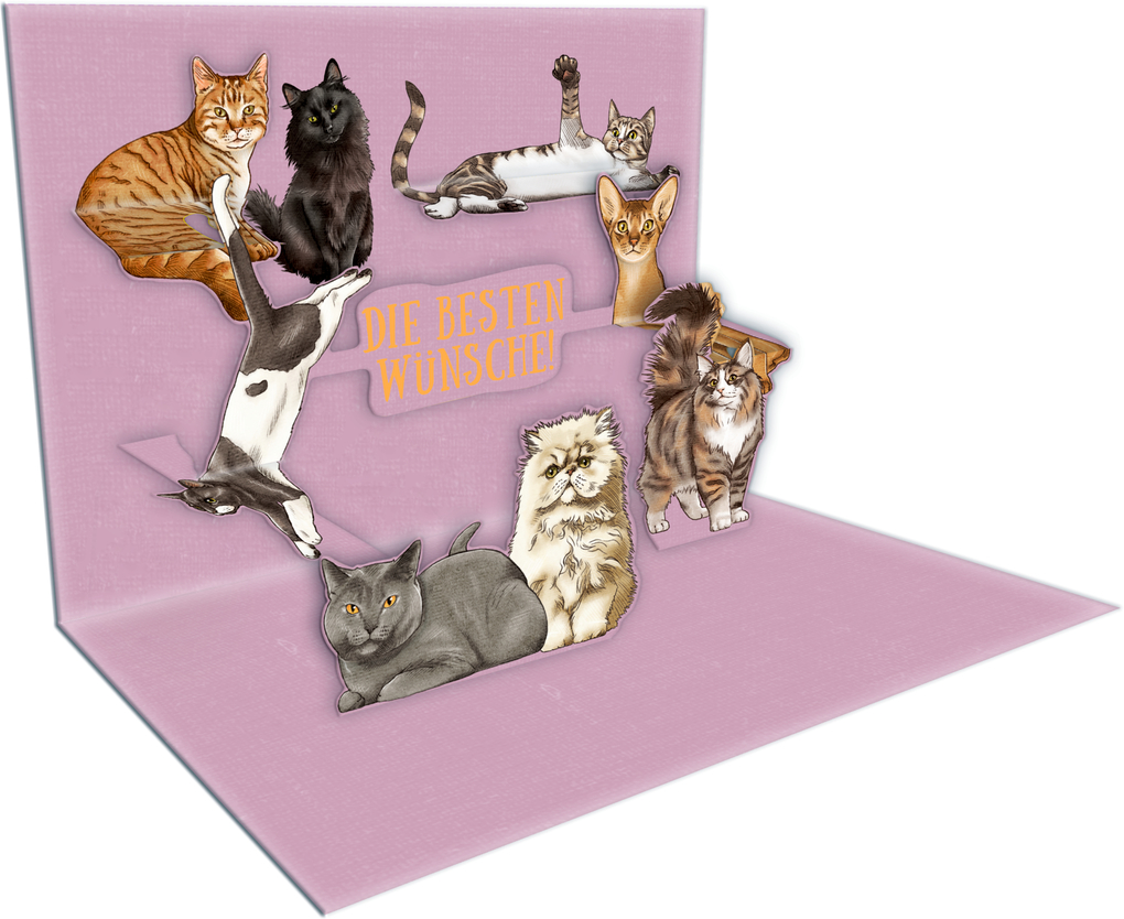 Weitere Ansicht: Pop-up-Grußkarte - I love Cats