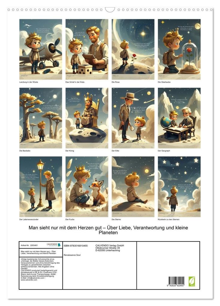 Weitere Ansicht: Man sieht nur mit dem Herzen gut - Über Liebe, Verantwortung und kleine Planeten (Wandkalender 2027 DIN A2 hoch), CALVENDO Monatskalender | Renaissance Soul, Calvendo