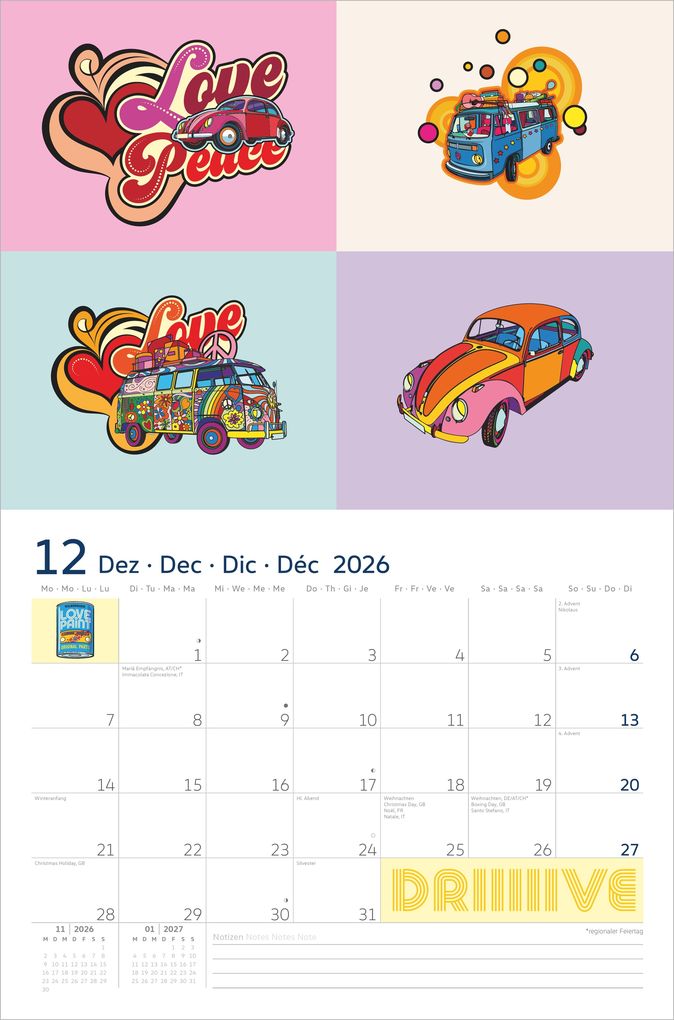 Weitere Ansicht: VW Broschürenkalender Illustrationen 2027