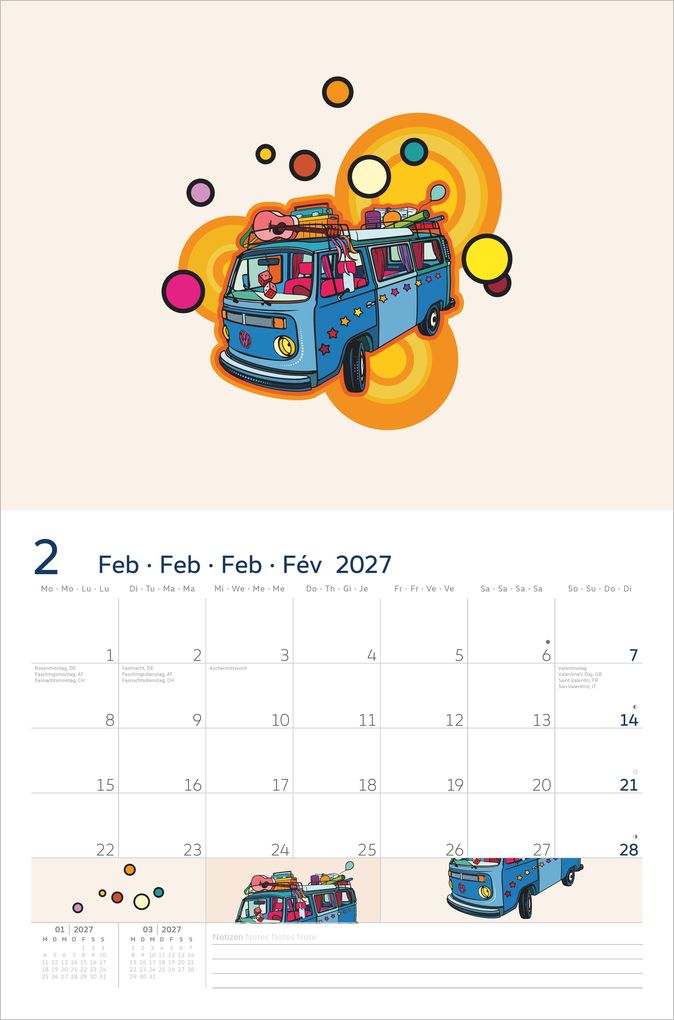 Weitere Ansicht: VW Broschürenkalender Illustrationen 2027