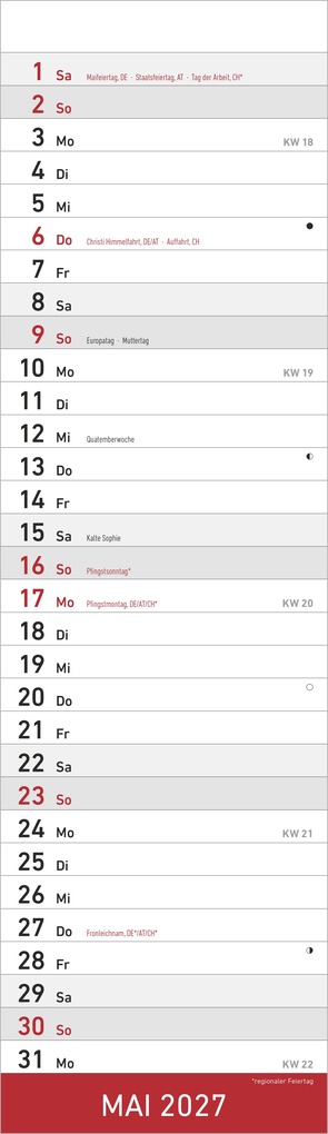Weitere Ansicht: Streifenplaner Mini ROT 2027 | Neumann Verlage GmbH & Co. KG