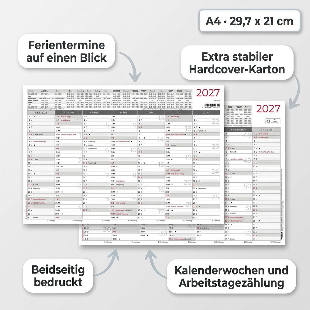 Weitere Ansicht: Tafelkalender A4 Hardcover beidseitig 2027 | Neumann Verlage GmbH & Co. KG