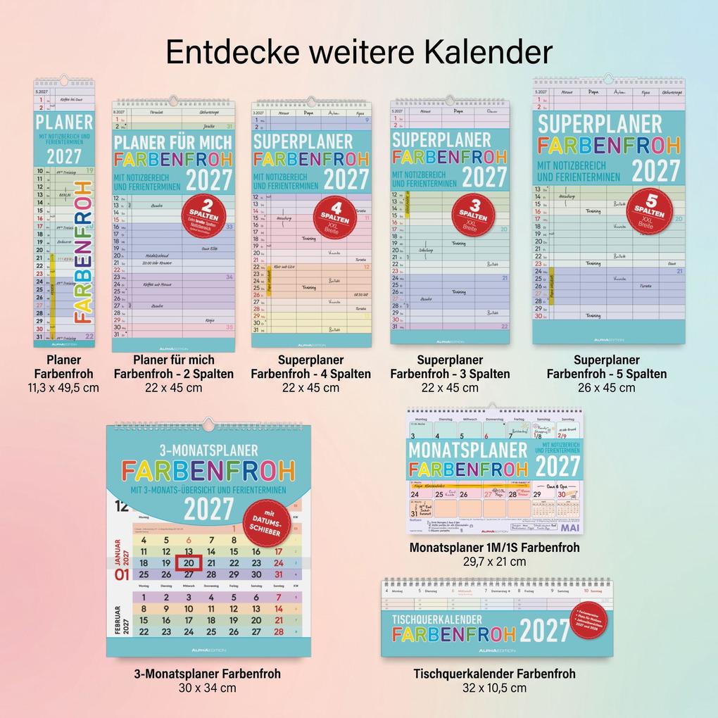 Weitere Ansicht: Monatsplaner 1M/1S Farbenfroh 2027 | Neumann Verlage GmbH & Co. KG