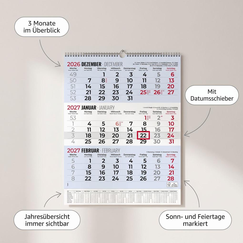 Weitere Ansicht: 3-Monatsplaner Triplan Comfort blau 2027 | Neumann Verlage GmbH & Co. KG