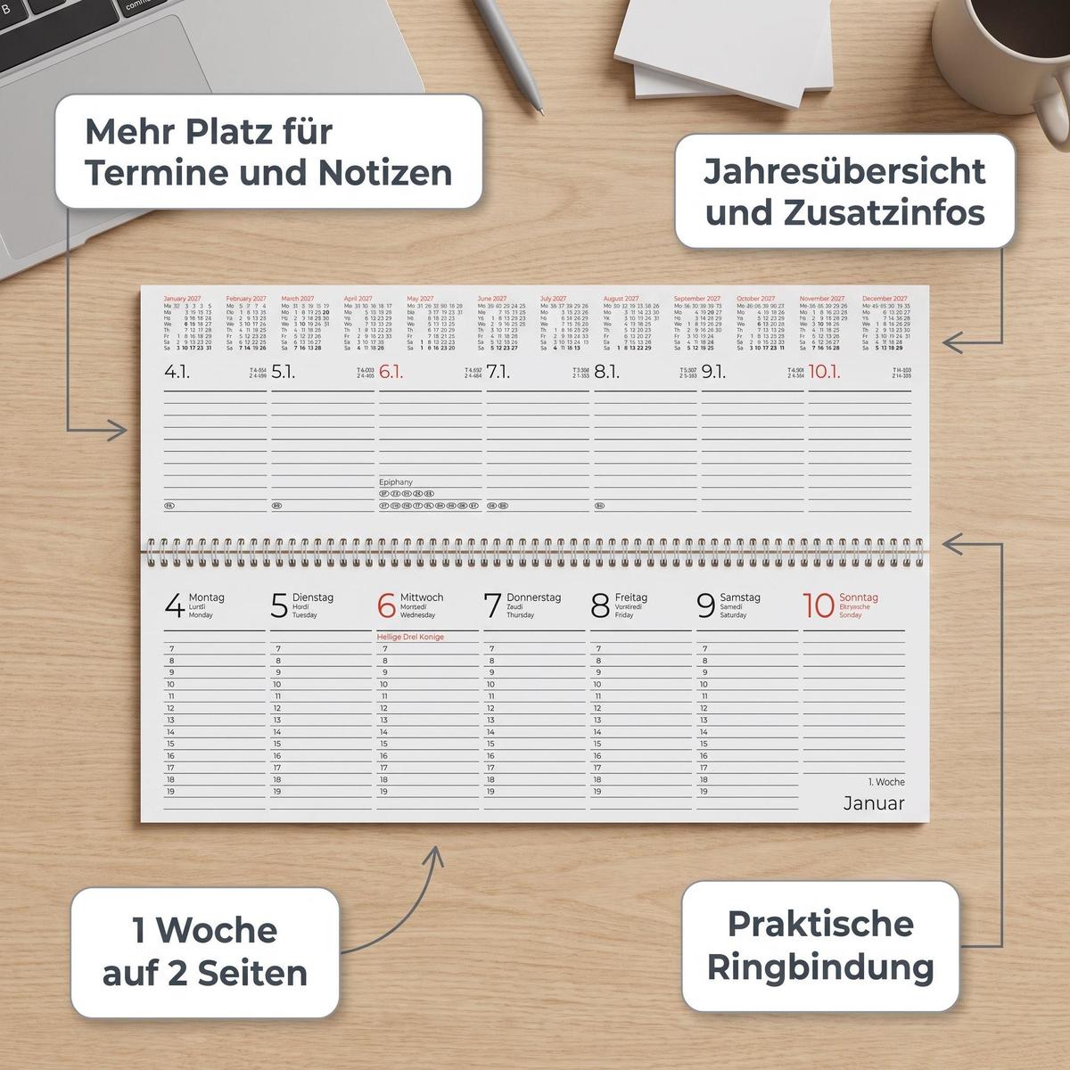 Weitere Ansicht: ZETTLER Tischkalender Expert blau 2027