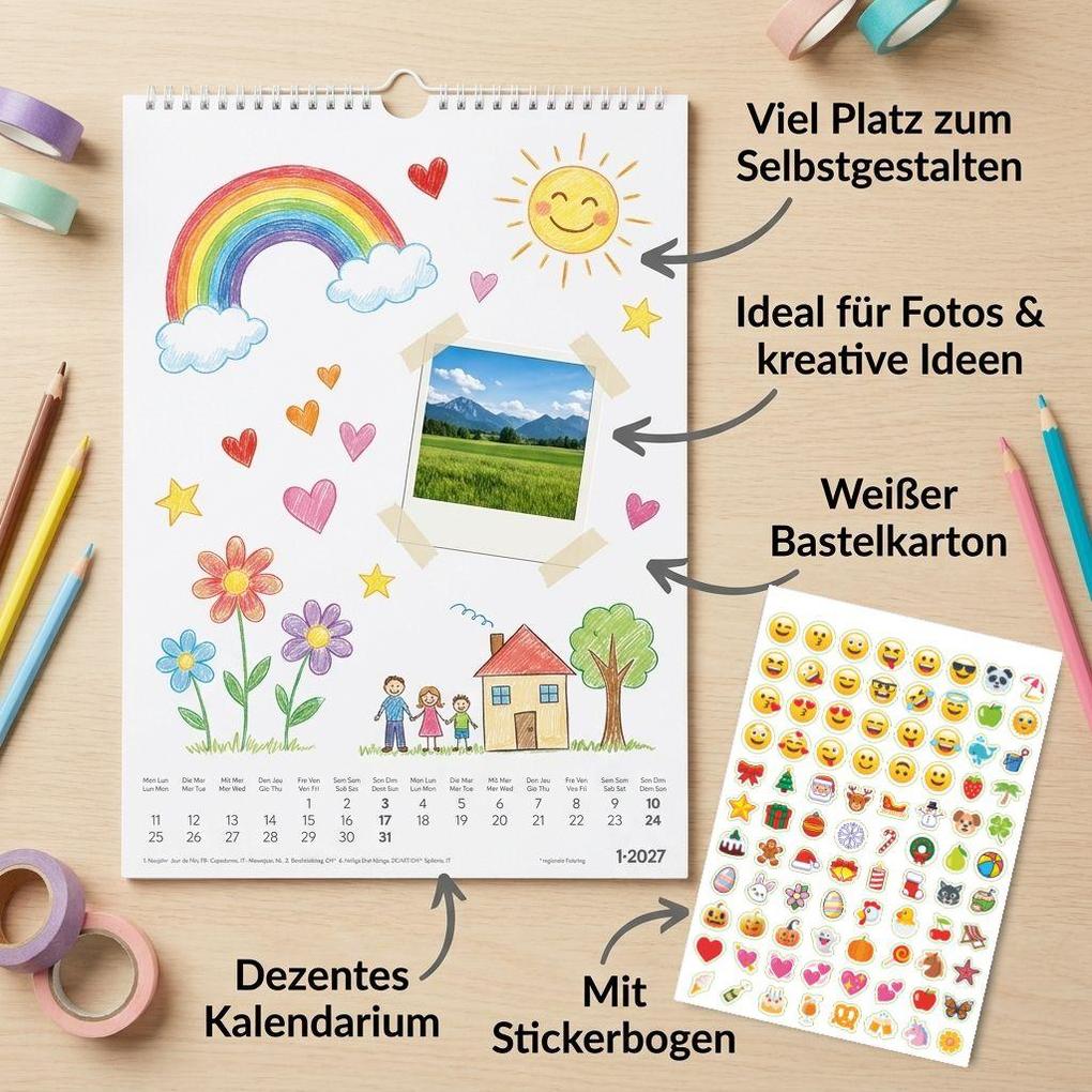 Weitere Ansicht: Kreativkalender A4 weiß 2027