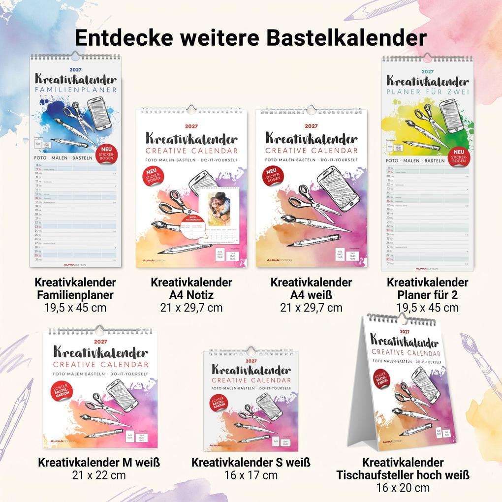 Weitere Ansicht: Kreativkalender A4 weiß 2027