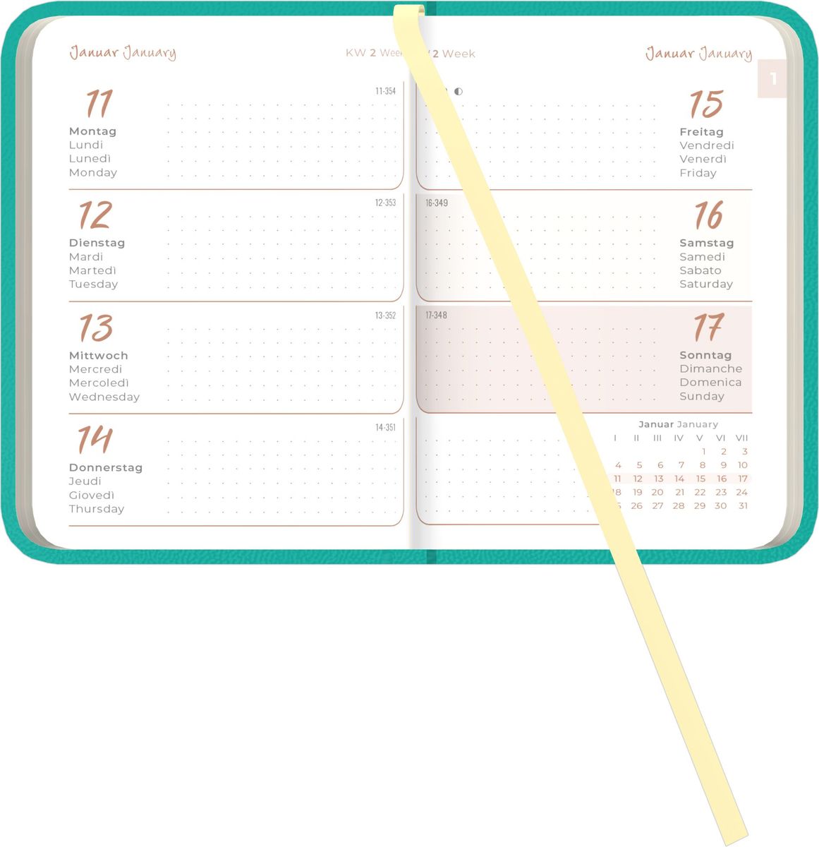 Weitere Ansicht: Lady Journal Mini Deluxe Türkis 2027