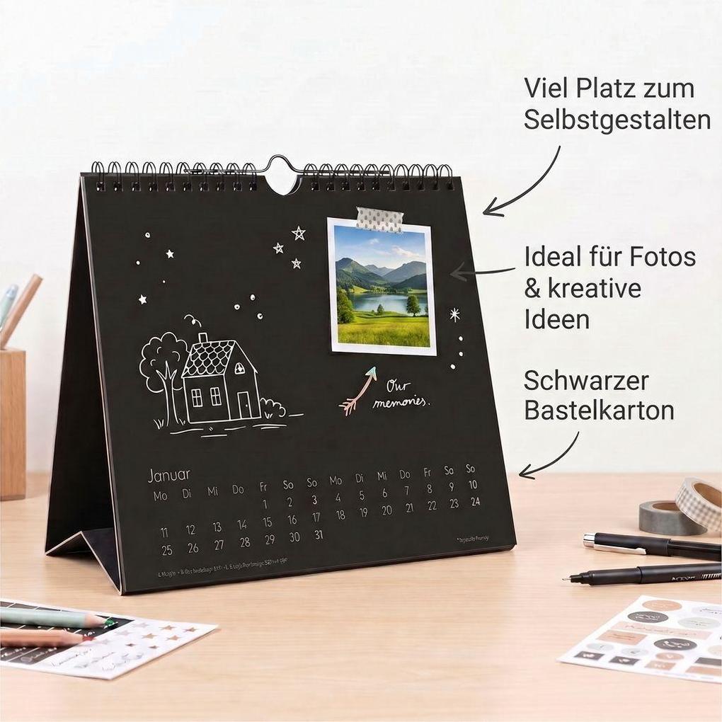 Weitere Ansicht: Kreativkalender Tischaufsteller quer schwarz 2027