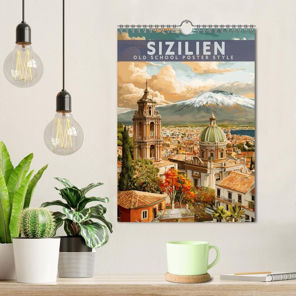Weitere Ansicht: Sizilien - Old School Poster Style (Wandkalender 2027 DIN A4 hoch), CALVENDO Monatskalender | Val Thoermer, Calvendo