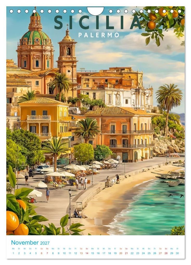 Weitere Ansicht: Sizilien - Old School Poster Style (Wandkalender 2027 DIN A4 hoch), CALVENDO Monatskalender | Val Thoermer, Calvendo