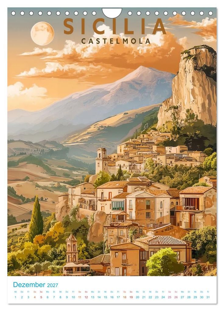 Weitere Ansicht: Sizilien - Old School Poster Style (Wandkalender 2027 DIN A4 hoch), CALVENDO Monatskalender | Val Thoermer, Calvendo