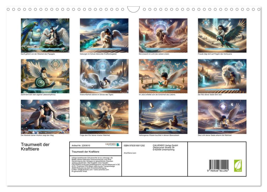 Weitere Ansicht: Traumwelt der Krafttiere (Wandkalender 2027 DIN A3 quer), CALVENDO Monatskalender | Aria-Elena Leon, Calvendo