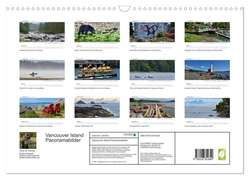 Weitere Ansicht: Vancouver Island Panoramabilder (Wandkalender 2027 DIN A3 quer), CALVENDO Monatskalender | Dieter-M. Wilczek, Calvendo