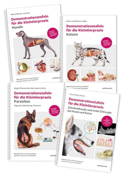 Produktbild: Demonstrationstafeln für die Kleintierpraxis Hund, Katze, Parasiten und Zahnheilkunde 4 Bde. im SET