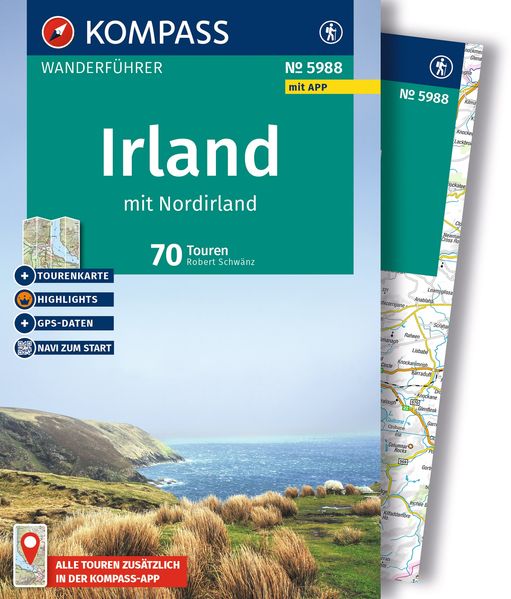 Produktbild: KOMPASS Wanderführer Irland mit Nordirland, 70 Touren mit Extra-Tourenkarte | Robert Schwänz