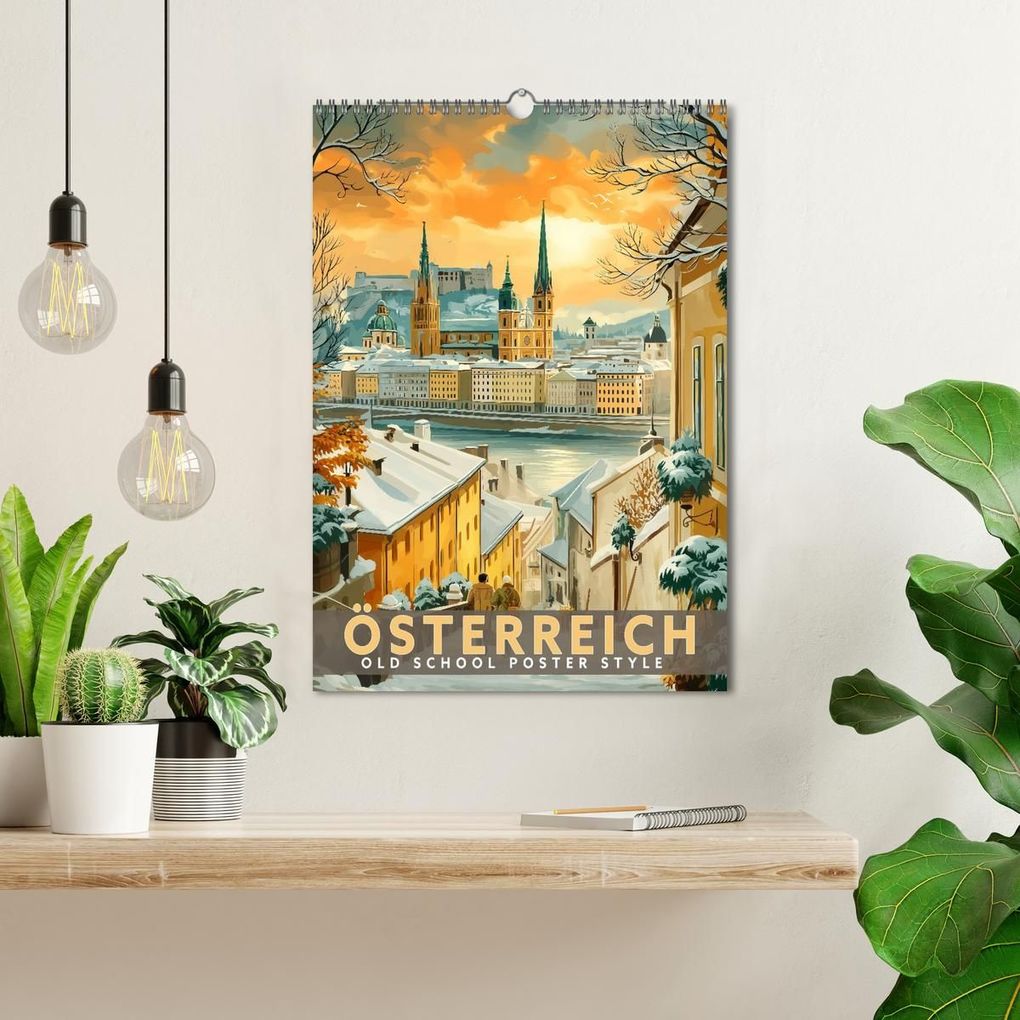 Weitere Ansicht: Österreich - Old School Poster Style (Wandkalender 2027 DIN A3 hoch), CALVENDO Monatskalender | Calvendo, Val Thoermer