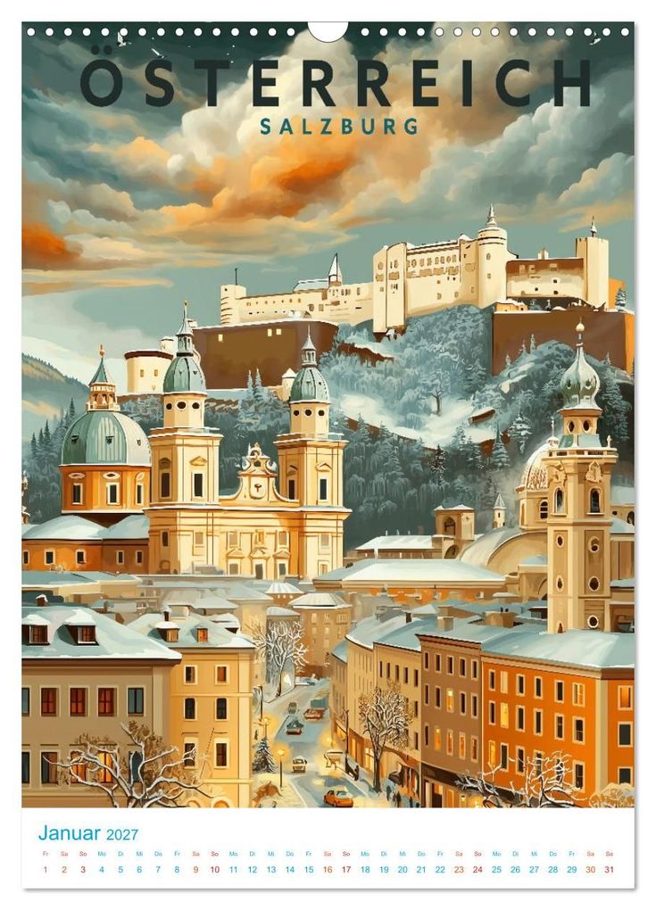 Weitere Ansicht: Österreich - Old School Poster Style (Wandkalender 2027 DIN A3 hoch), CALVENDO Monatskalender | Calvendo, Val Thoermer