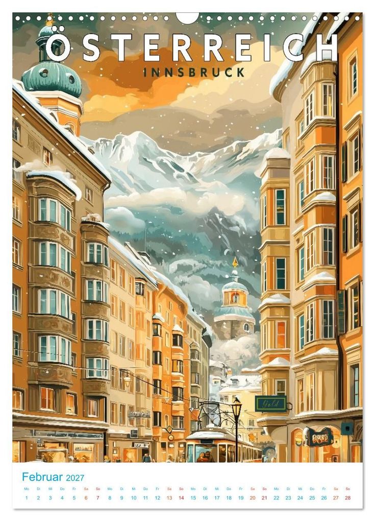Weitere Ansicht: Österreich - Old School Poster Style (Wandkalender 2027 DIN A3 hoch), CALVENDO Monatskalender | Calvendo, Val Thoermer