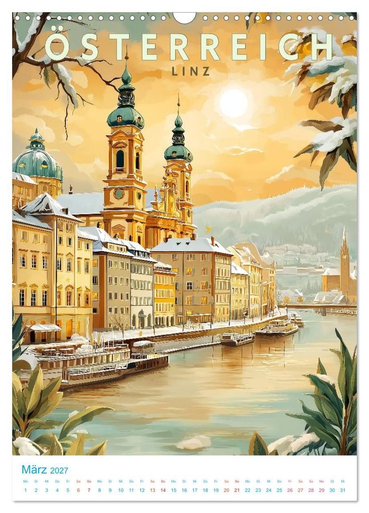 Weitere Ansicht: Österreich - Old School Poster Style (Wandkalender 2027 DIN A3 hoch), CALVENDO Monatskalender | Calvendo, Val Thoermer