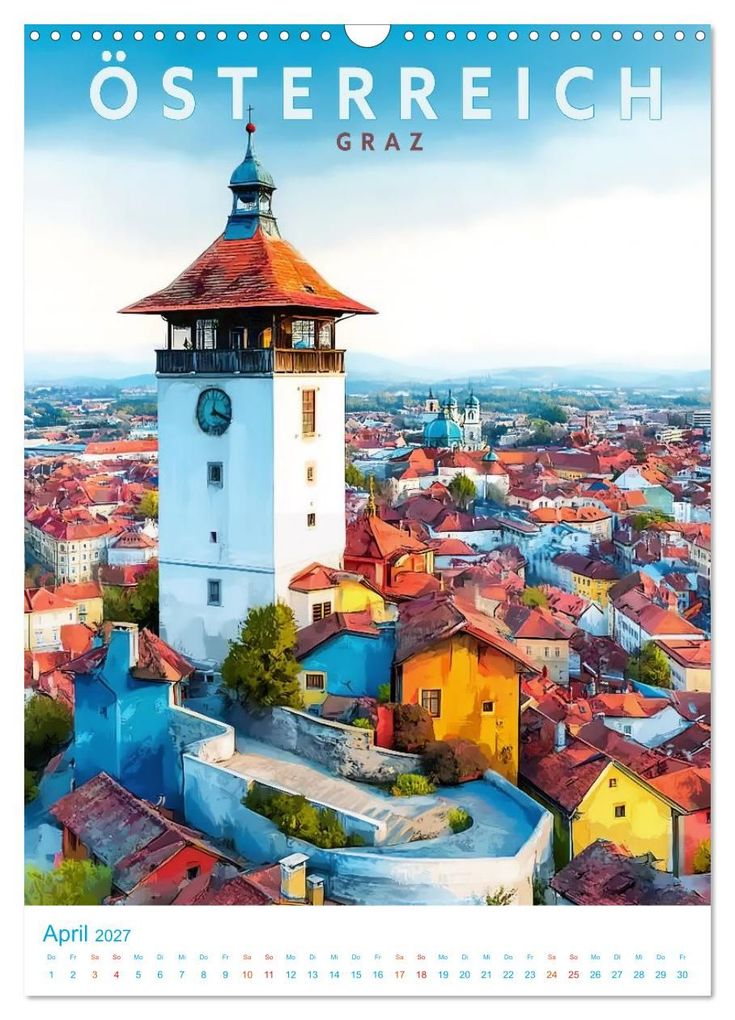 Weitere Ansicht: Österreich - Old School Poster Style (Wandkalender 2027 DIN A3 hoch), CALVENDO Monatskalender | Calvendo, Val Thoermer