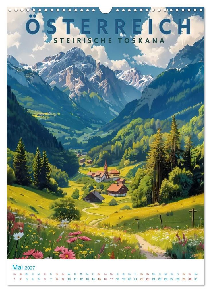Weitere Ansicht: Österreich - Old School Poster Style (Wandkalender 2027 DIN A3 hoch), CALVENDO Monatskalender | Calvendo, Val Thoermer