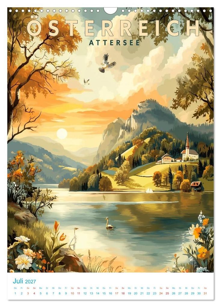 Weitere Ansicht: Österreich - Old School Poster Style (Wandkalender 2027 DIN A3 hoch), CALVENDO Monatskalender | Calvendo, Val Thoermer