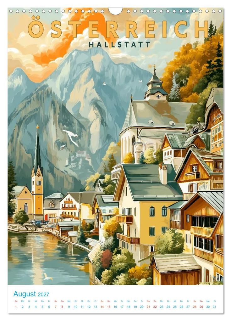 Weitere Ansicht: Österreich - Old School Poster Style (Wandkalender 2027 DIN A3 hoch), CALVENDO Monatskalender | Calvendo, Val Thoermer