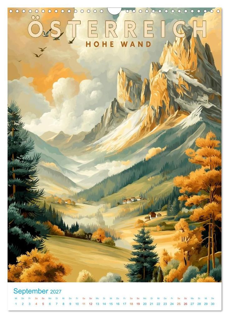 Weitere Ansicht: Österreich - Old School Poster Style (Wandkalender 2027 DIN A3 hoch), CALVENDO Monatskalender | Calvendo, Val Thoermer