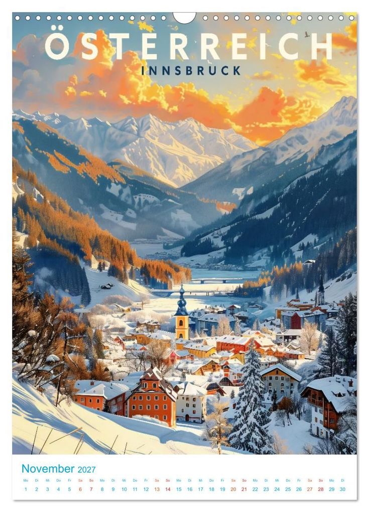 Weitere Ansicht: Österreich - Old School Poster Style (Wandkalender 2027 DIN A3 hoch), CALVENDO Monatskalender | Calvendo, Val Thoermer