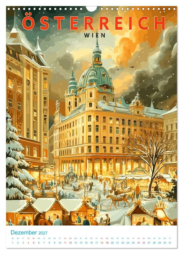 Weitere Ansicht: Österreich - Old School Poster Style (Wandkalender 2027 DIN A3 hoch), CALVENDO Monatskalender | Calvendo, Val Thoermer