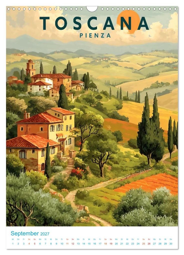 Weitere Ansicht: Toskana - Old School Poster Style (Wandkalender 2027 DIN A3 hoch), CALVENDO Monatskalender | Calvendo, Val Thoermer