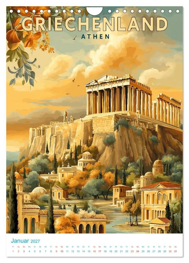 Weitere Ansicht: Griechenland - Old School Poster Style (Wandkalender 2027 DIN A4 hoch), CALVENDO Monatskalender | Calvendo, Val Thoermer