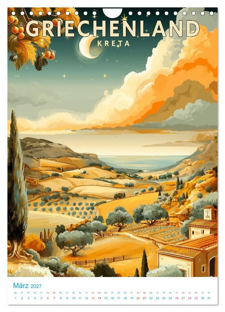Weitere Ansicht: Griechenland - Old School Poster Style (Wandkalender 2027 DIN A4 hoch), CALVENDO Monatskalender | Calvendo, Val Thoermer