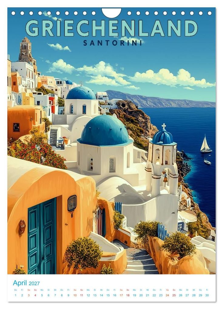 Weitere Ansicht: Griechenland - Old School Poster Style (Wandkalender 2027 DIN A4 hoch), CALVENDO Monatskalender | Calvendo, Val Thoermer