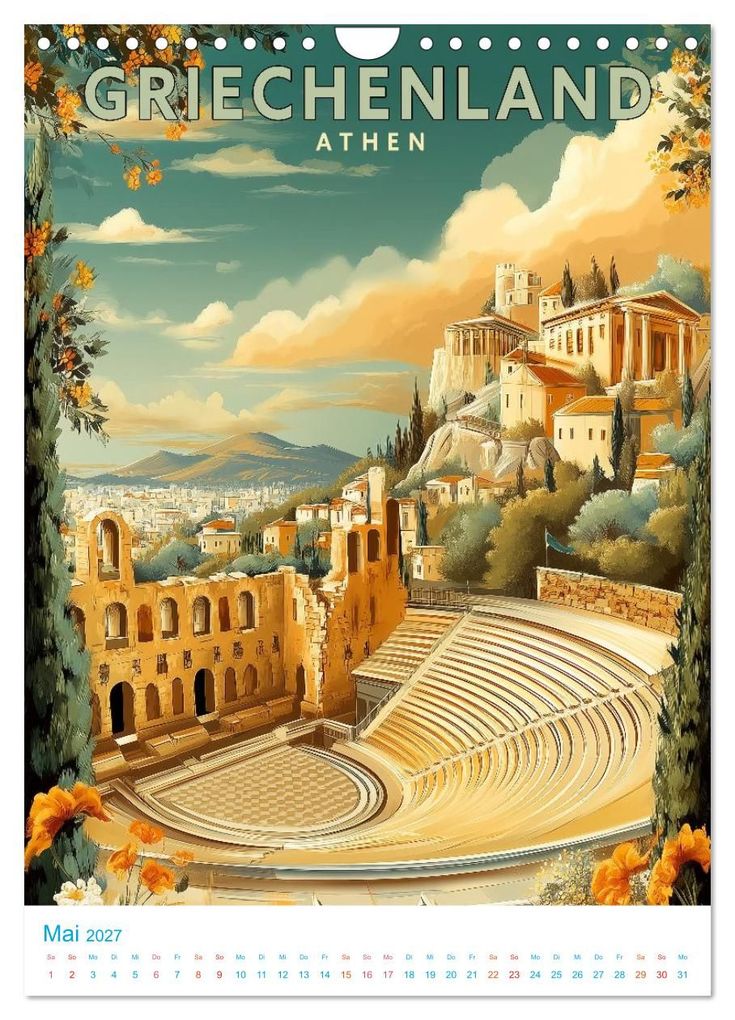Weitere Ansicht: Griechenland - Old School Poster Style (Wandkalender 2027 DIN A4 hoch), CALVENDO Monatskalender | Calvendo, Val Thoermer
