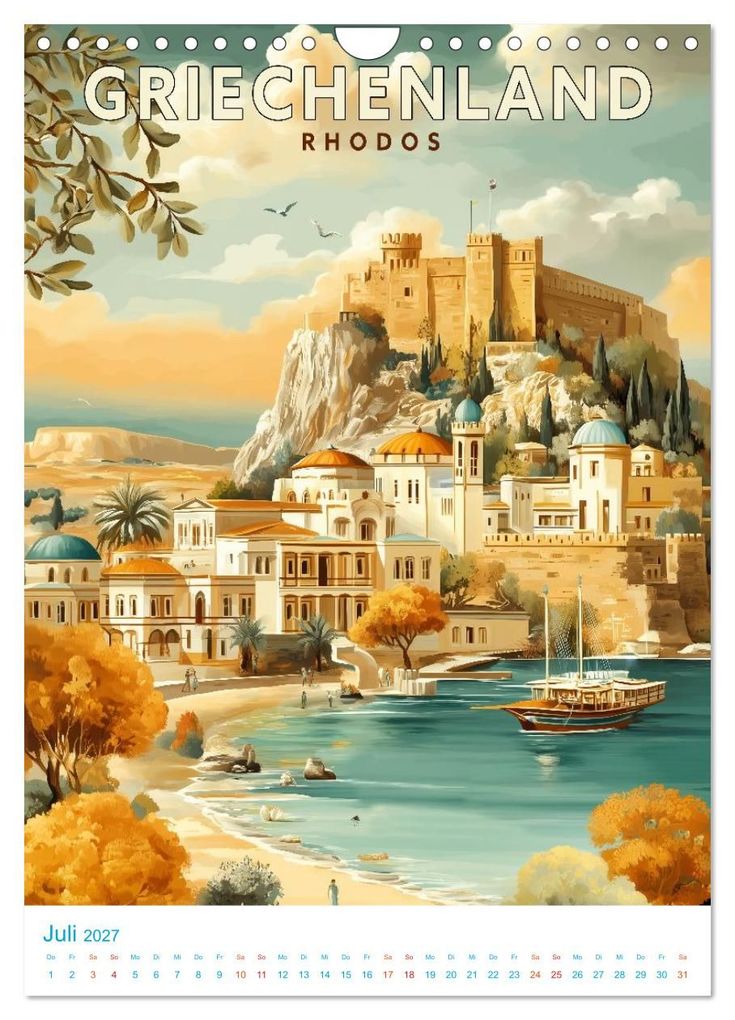 Weitere Ansicht: Griechenland - Old School Poster Style (Wandkalender 2027 DIN A4 hoch), CALVENDO Monatskalender | Calvendo, Val Thoermer