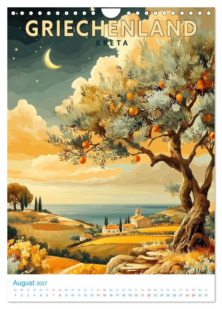Weitere Ansicht: Griechenland - Old School Poster Style (Wandkalender 2027 DIN A4 hoch), CALVENDO Monatskalender | Calvendo, Val Thoermer