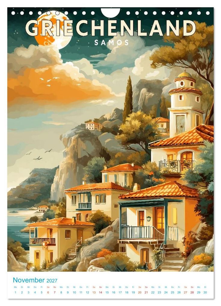 Weitere Ansicht: Griechenland - Old School Poster Style (Wandkalender 2027 DIN A4 hoch), CALVENDO Monatskalender | Calvendo, Val Thoermer