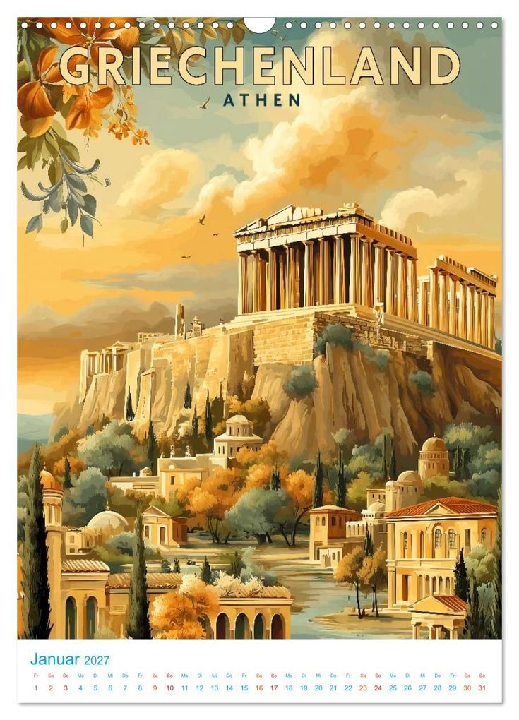 Weitere Ansicht: Griechenland - Old School Poster Style (Wandkalender 2027 DIN A3 hoch), CALVENDO Monatskalender | Calvendo, Val Thoermer