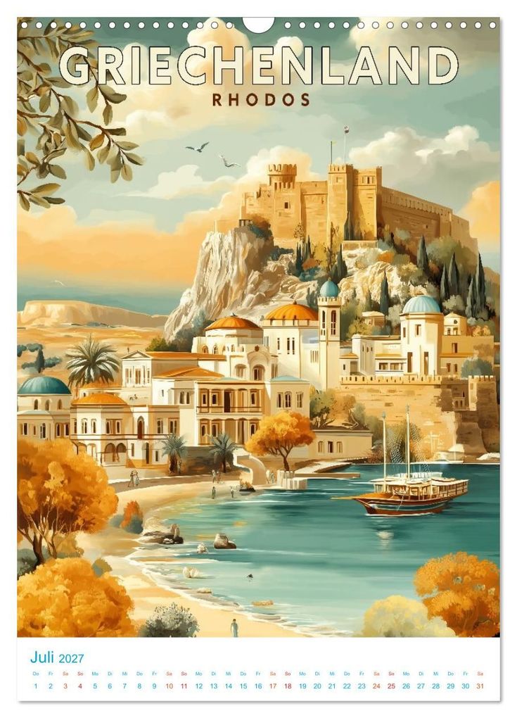 Weitere Ansicht: Griechenland - Old School Poster Style (Wandkalender 2027 DIN A3 hoch), CALVENDO Monatskalender | Calvendo, Val Thoermer