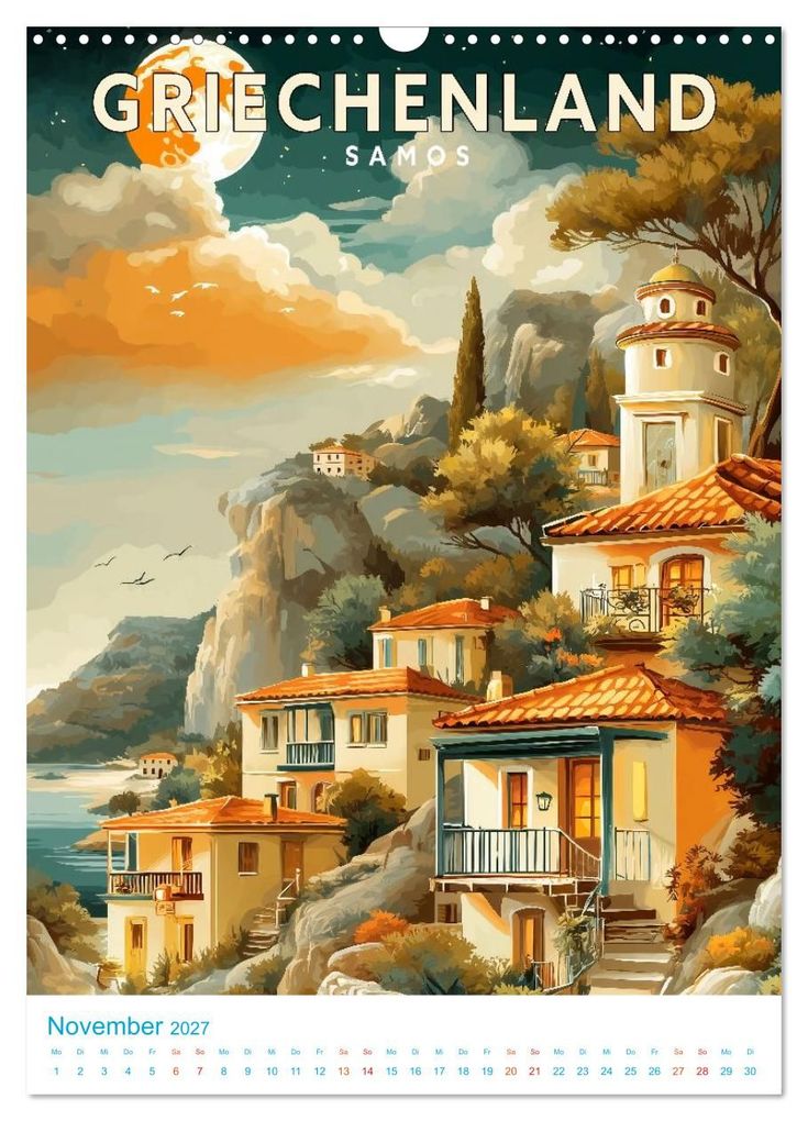 Weitere Ansicht: Griechenland - Old School Poster Style (Wandkalender 2027 DIN A3 hoch), CALVENDO Monatskalender | Calvendo, Val Thoermer