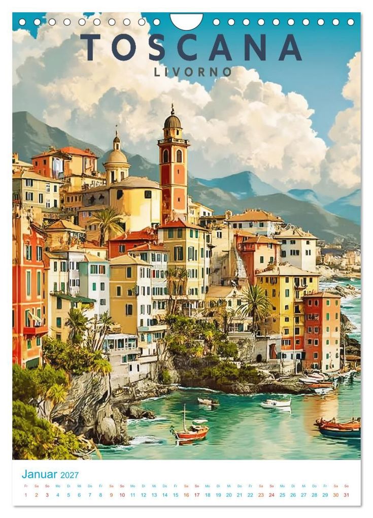 Weitere Ansicht: Toskana - Old School Poster Style (Wandkalender 2027 DIN A4 hoch), CALVENDO Monatskalender | Calvendo, Val Thoermer