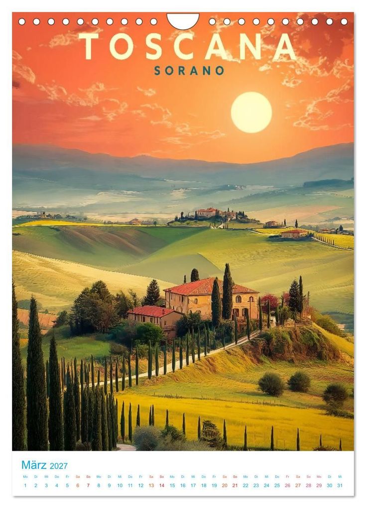 Weitere Ansicht: Toskana - Old School Poster Style (Wandkalender 2027 DIN A4 hoch), CALVENDO Monatskalender | Calvendo, Val Thoermer