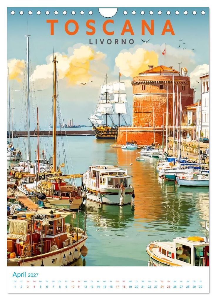Weitere Ansicht: Toskana - Old School Poster Style (Wandkalender 2027 DIN A4 hoch), CALVENDO Monatskalender | Calvendo, Val Thoermer