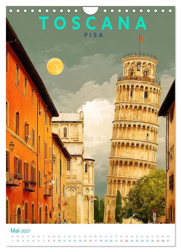 Weitere Ansicht: Toskana - Old School Poster Style (Wandkalender 2027 DIN A4 hoch), CALVENDO Monatskalender | Calvendo, Val Thoermer